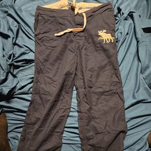 Abercrombie & Fitch Dark Blue Joggers with Tan Accents